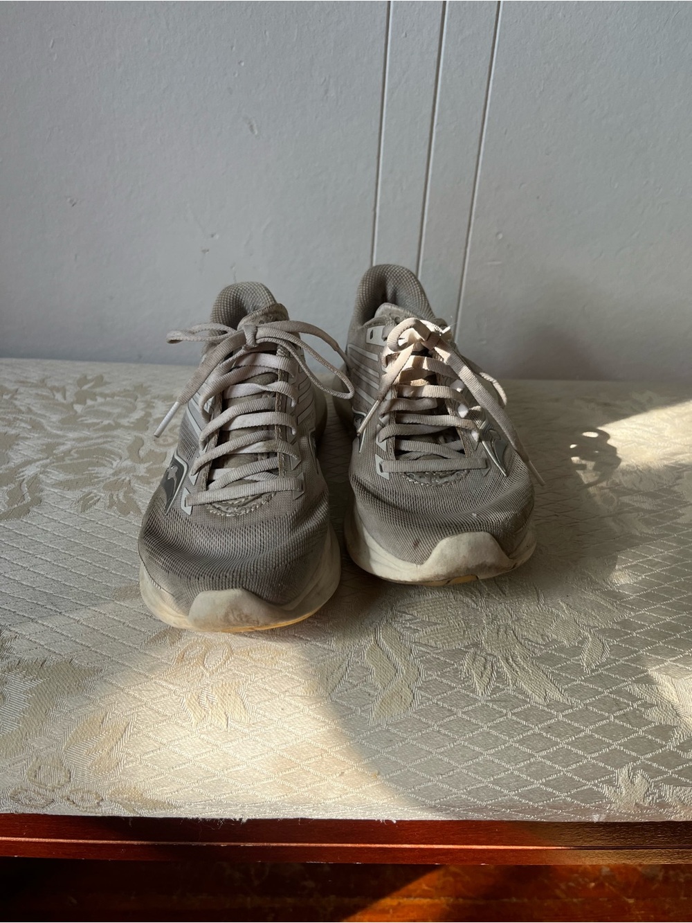 Light grey running shoes